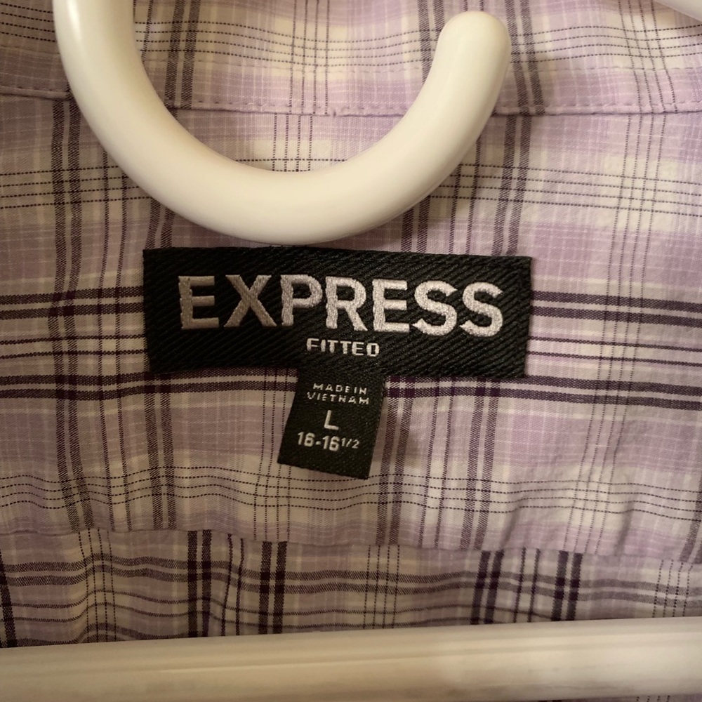 Express Purple Plaid Button Up